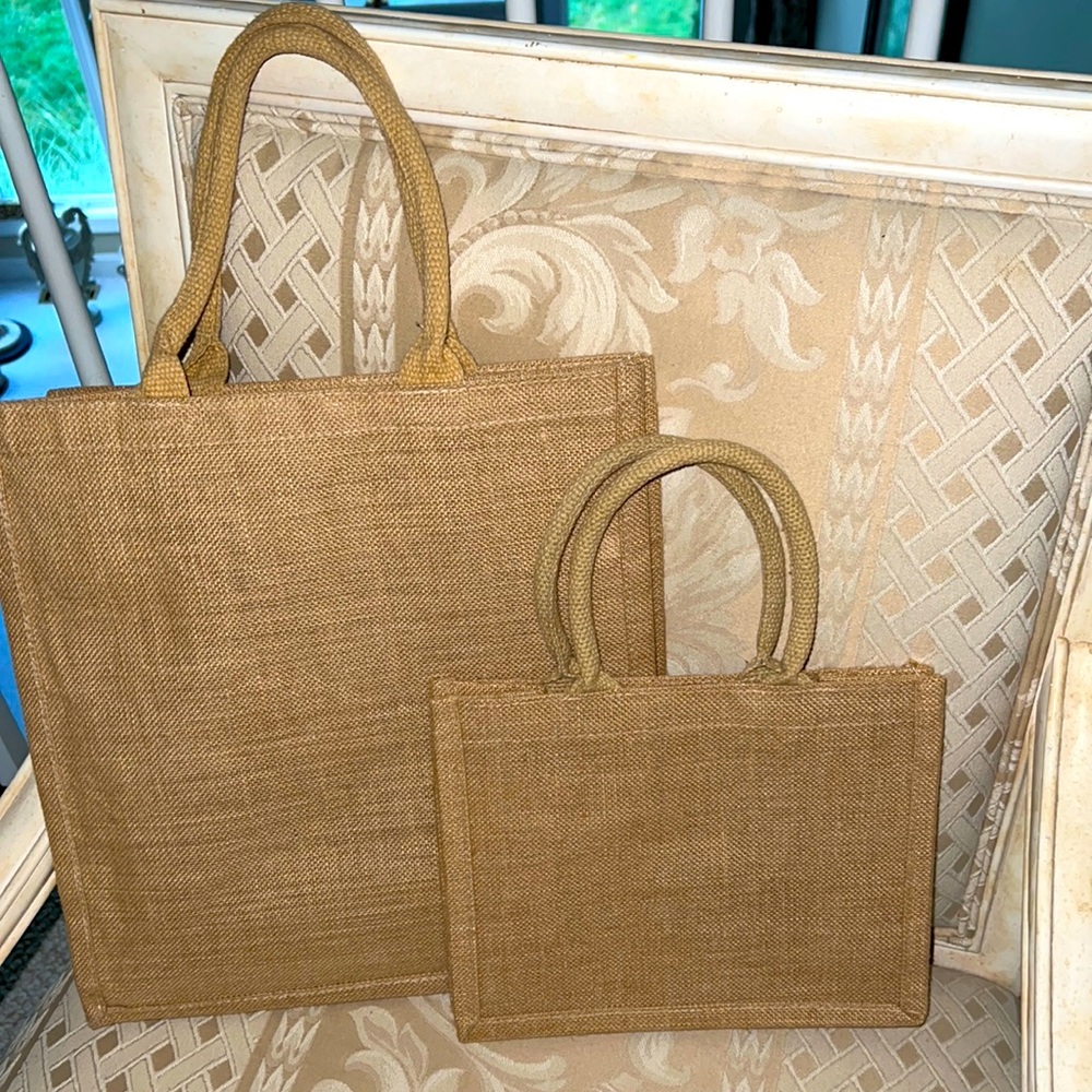 Jute Tote Bags Brand New! Two Sizes. Both for $15 or Large $10, Small $6